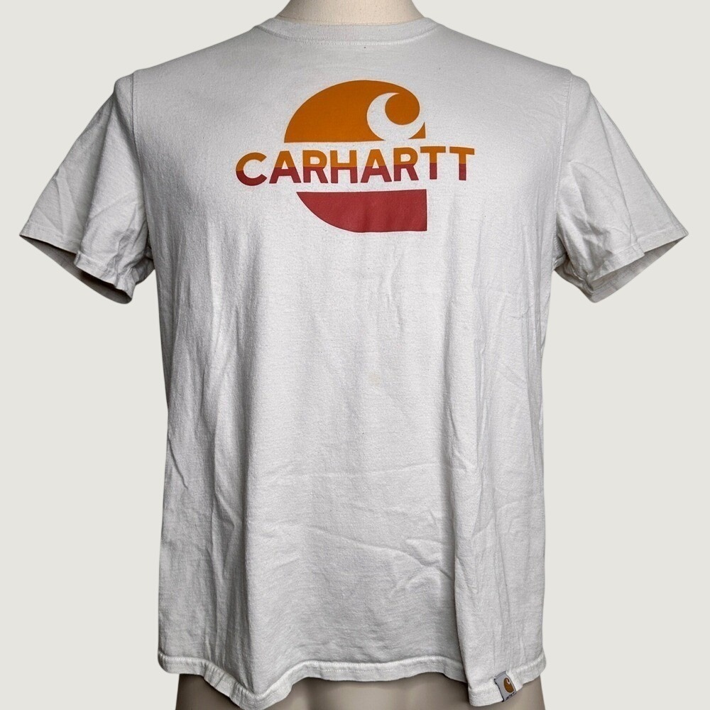 Carhartt Womens 1X Loose Fit Graphic T-Shirt White Sunset Logo TK5738-W Cotton